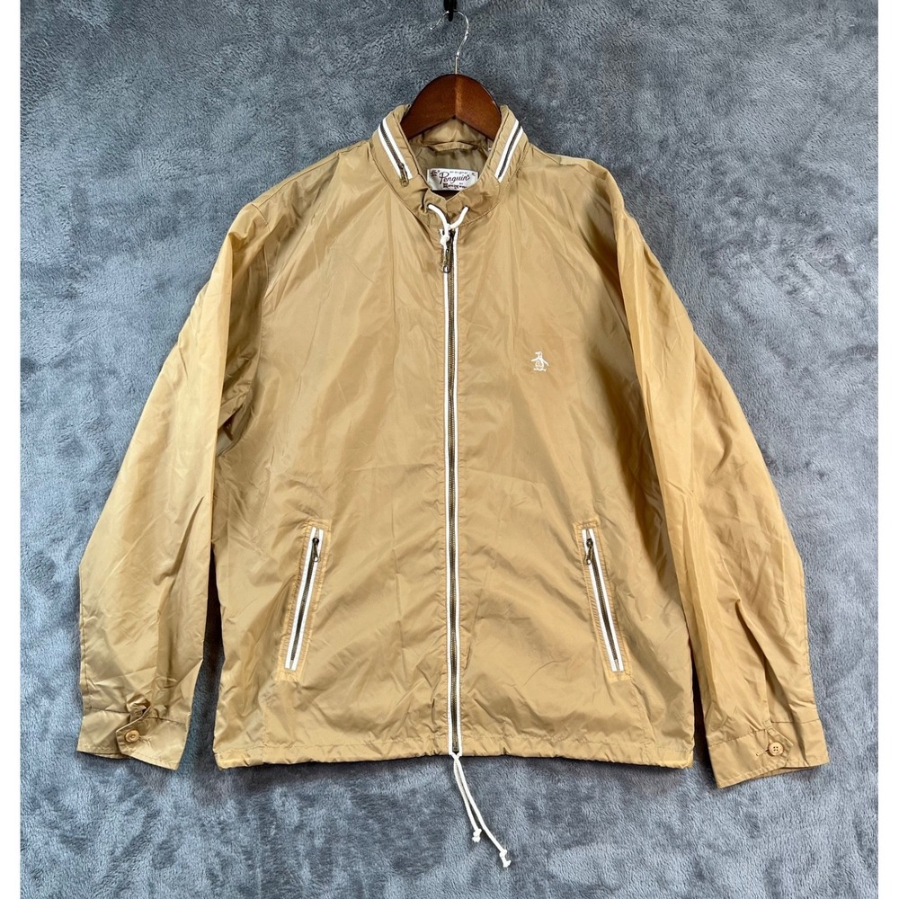 Original Penguin Track Jacket Windbreaker Mens Tan XL Nylon